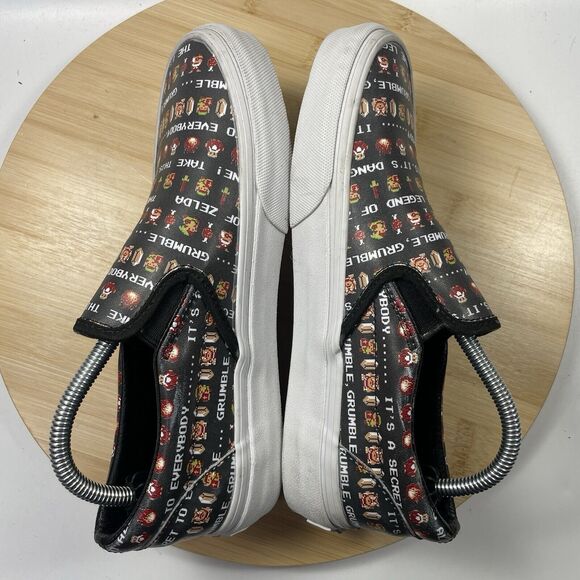 Vans X Nintendo Legend Of Zelda Logo Print Womens Size 6 Black Classic Slip Ons - Picture 10 of 15